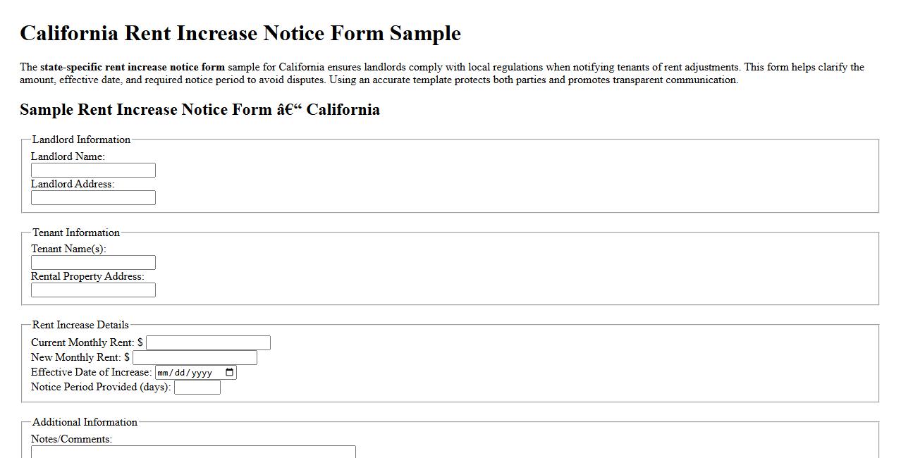 state-specific rent increase notice form sample california image preview