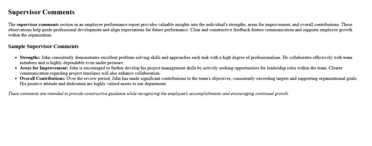 supervisor comments for employee performance report image preview