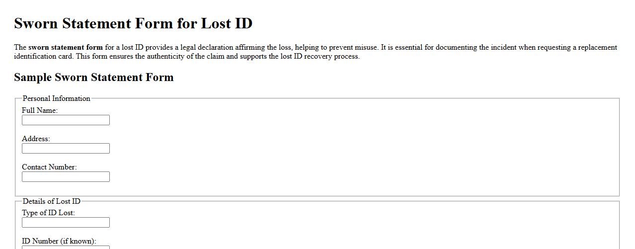 Sworn statement form sample for lost ID image preview