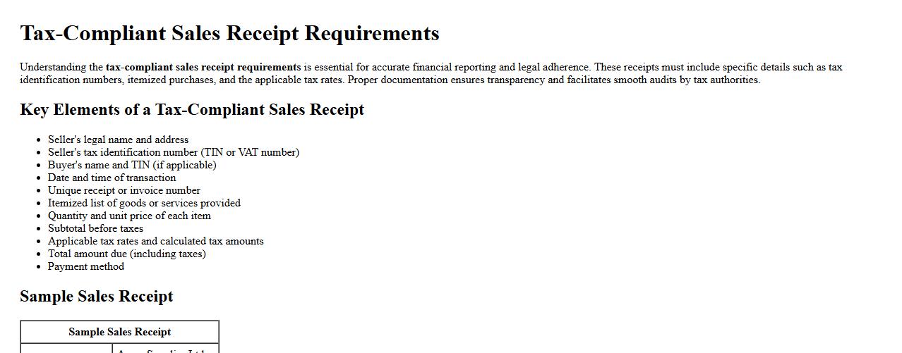 tax-compliant sales receipt requirements image preview