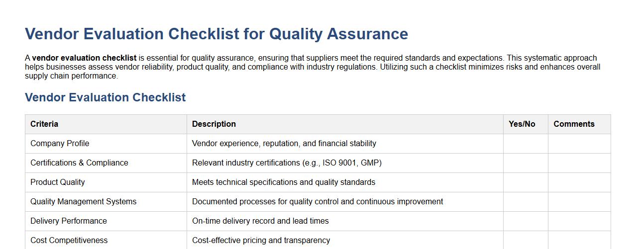 vendor evaluation checklist for quality assurance image preview