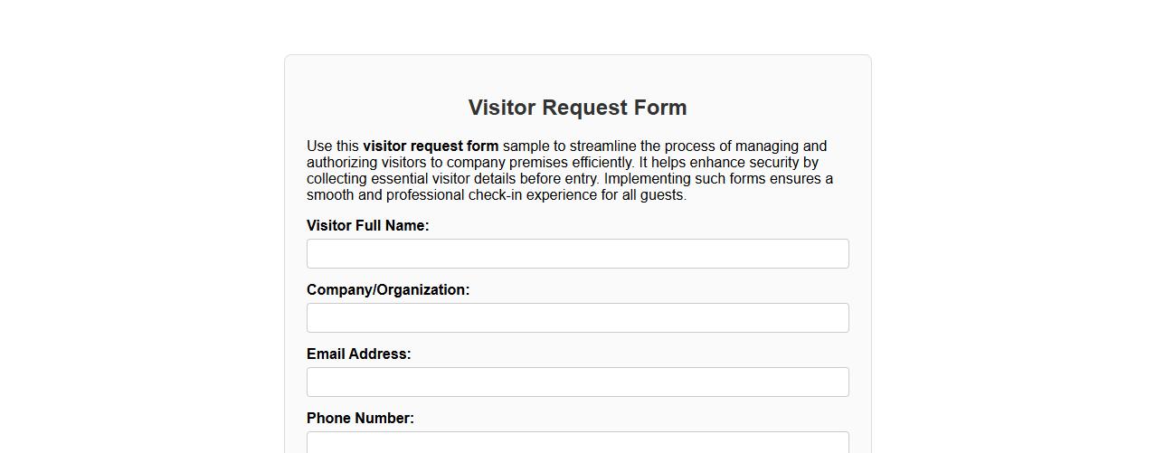 visitor request form sample for company premises image preview