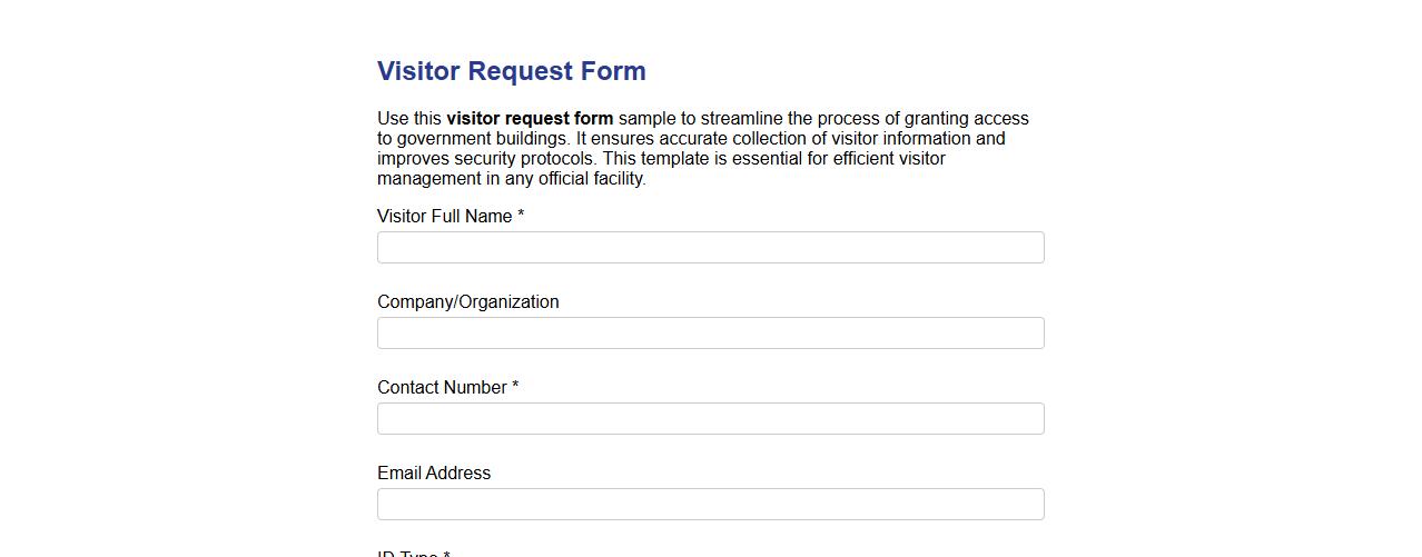 visitor request form sample for government building image preview
