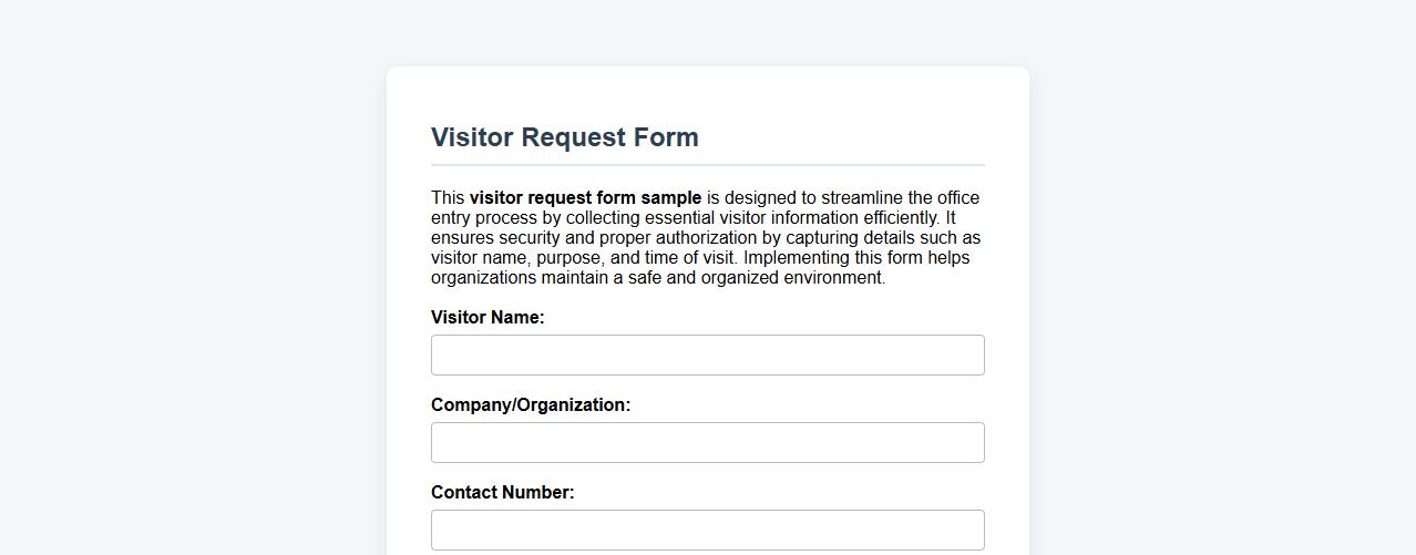 visitor request form sample for office entry image preview