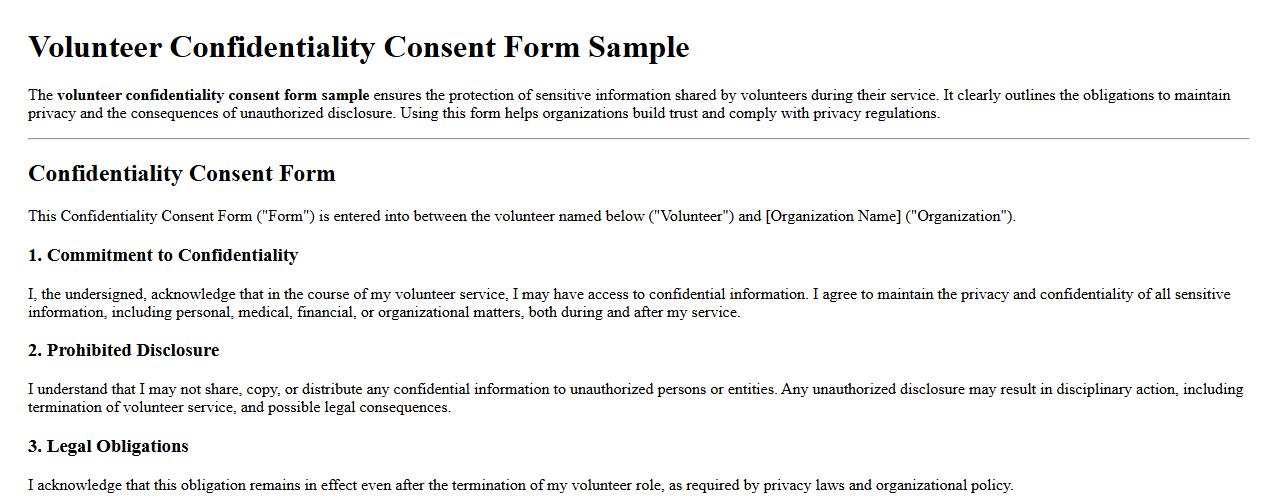 Volunteer confidentiality consent form sample image preview