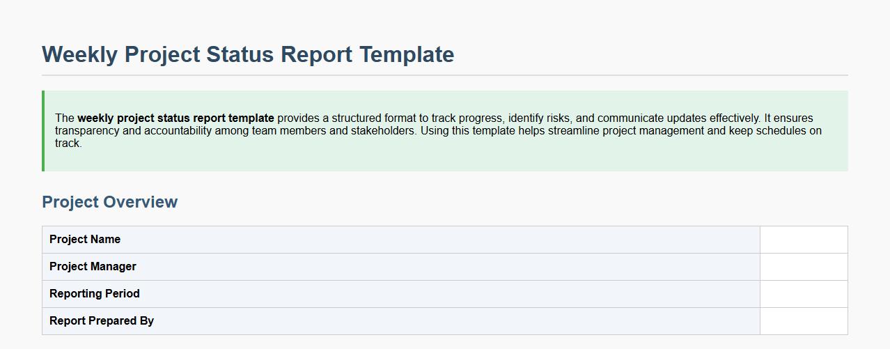 weekly project status report template image preview