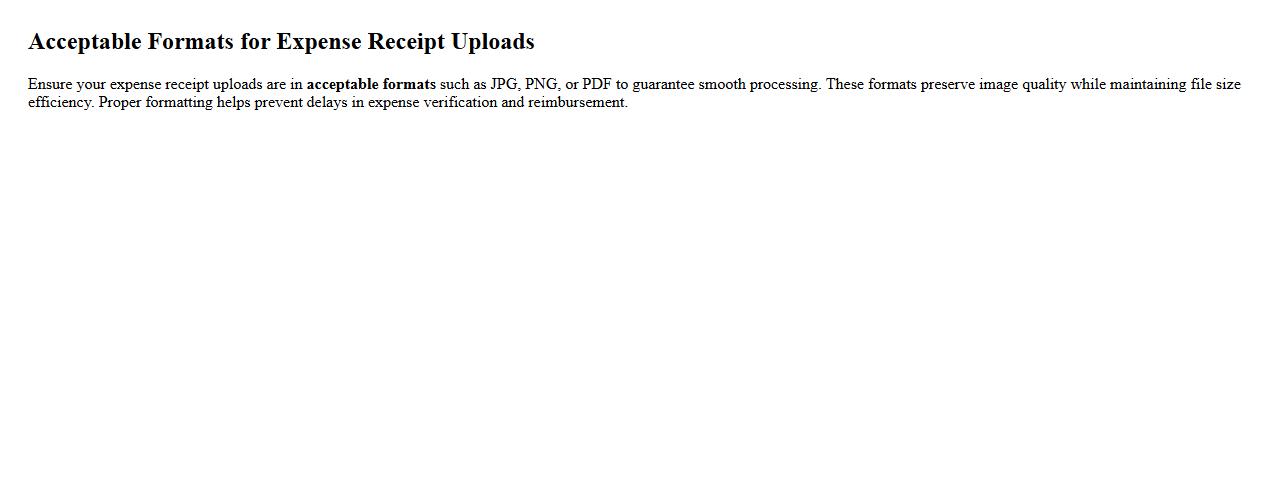 Acceptable formats for expense receipt uploads image preview