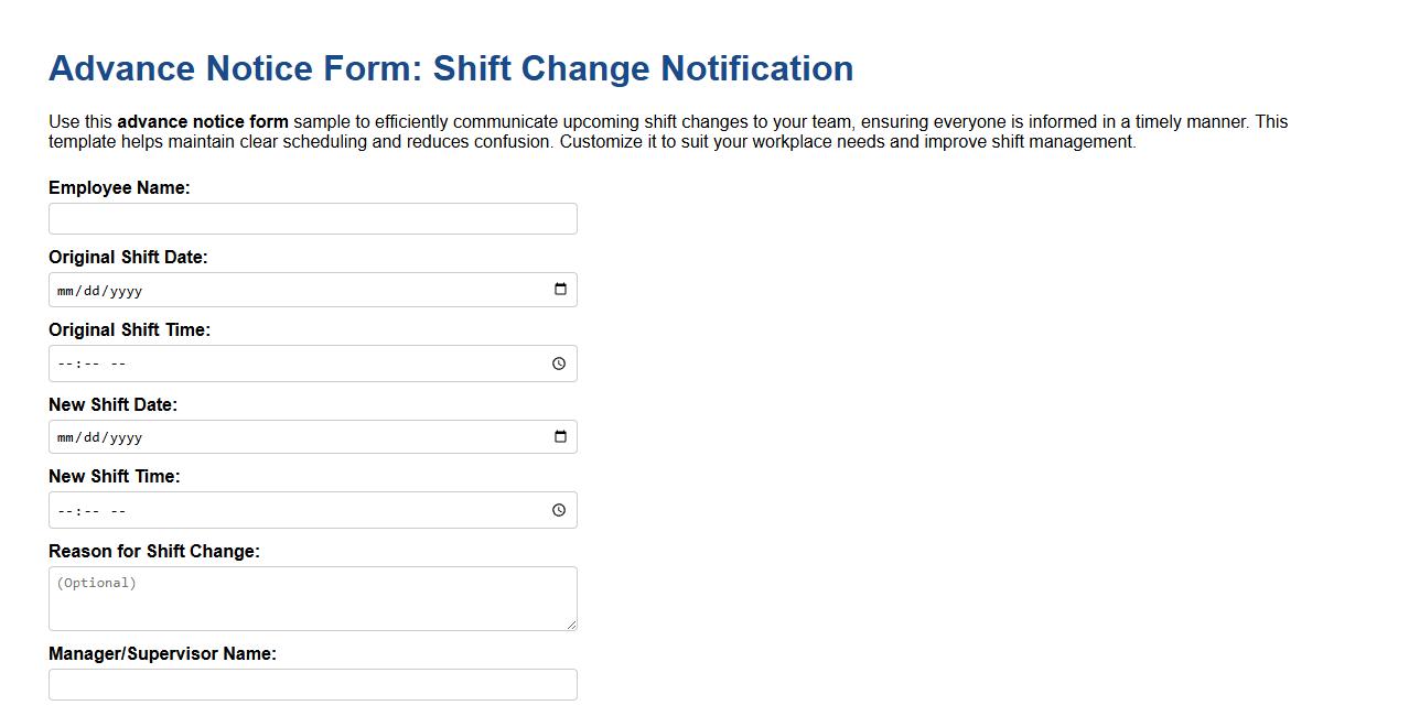 Advance notice form sample for shift changes image preview
