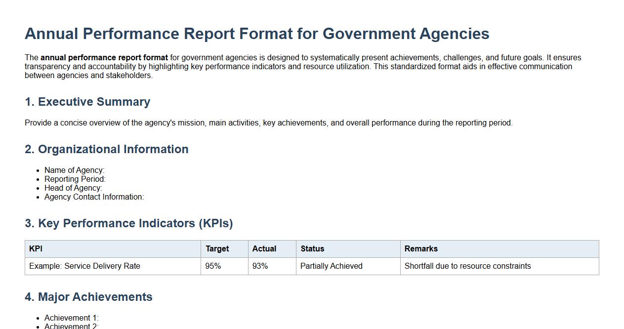 annual performance report format for government agencies image preview