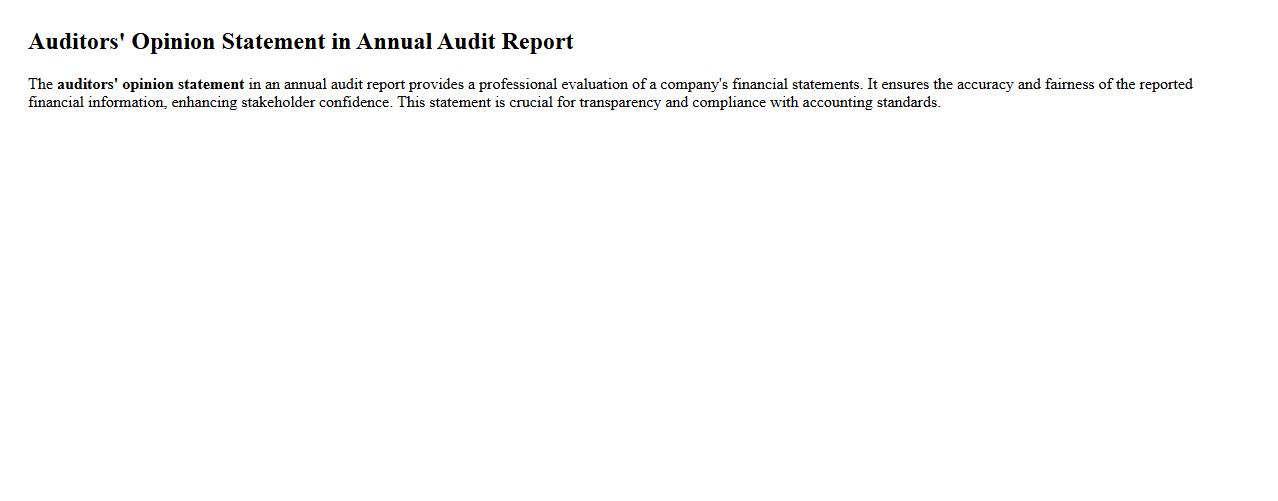 Auditors’ opinion statement in annual audit report image preview