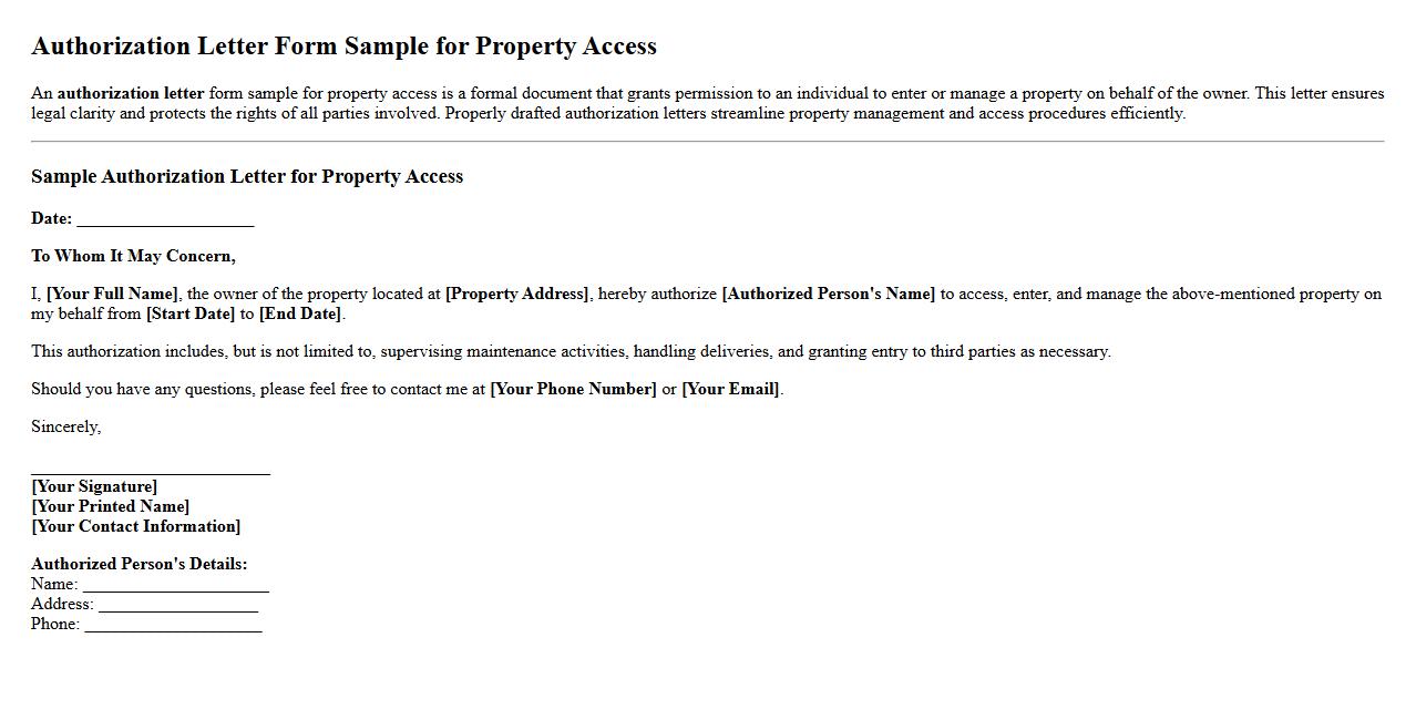 Authorization letter form sample for property access image preview