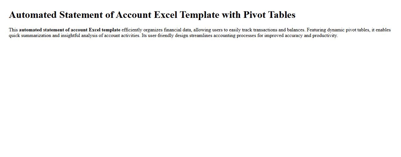 Automated statement of account Excel template with pivot tables image preview