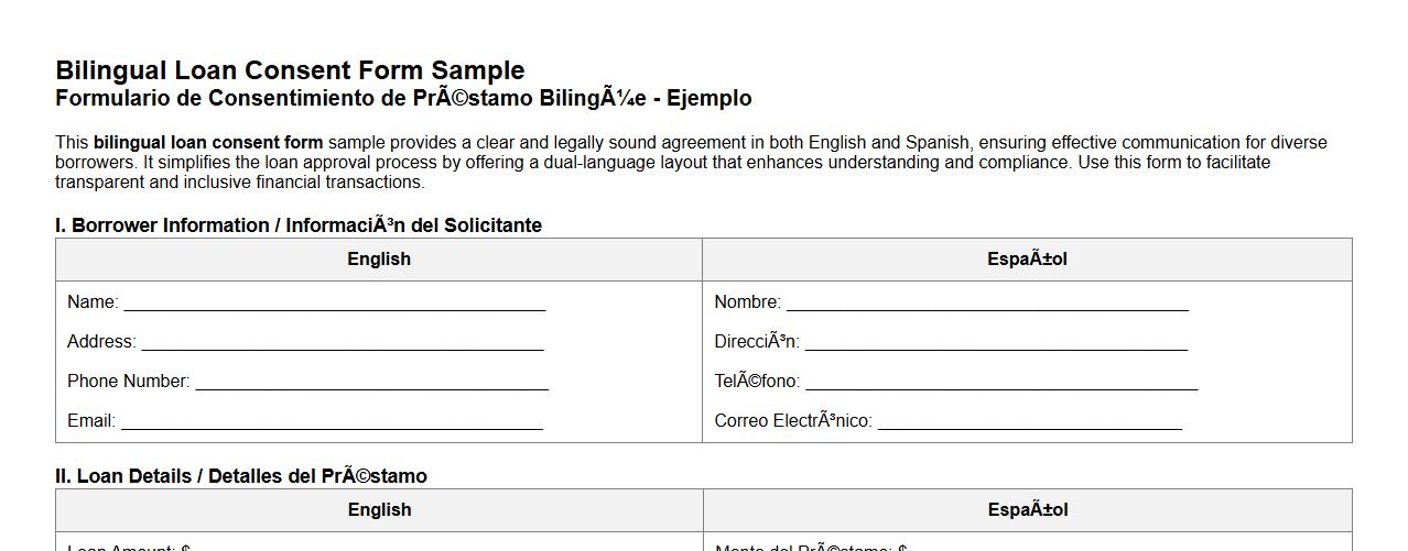 bilingual loan consent form sample in english and spanish image preview