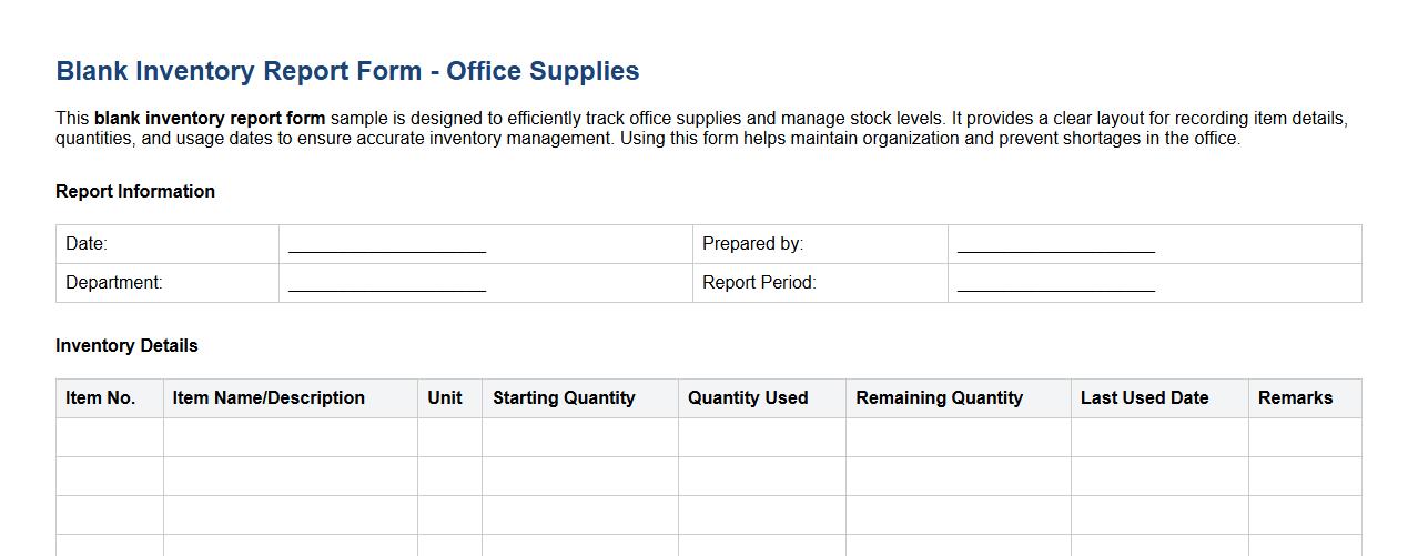 blank inventory report form sample for office supplies image preview