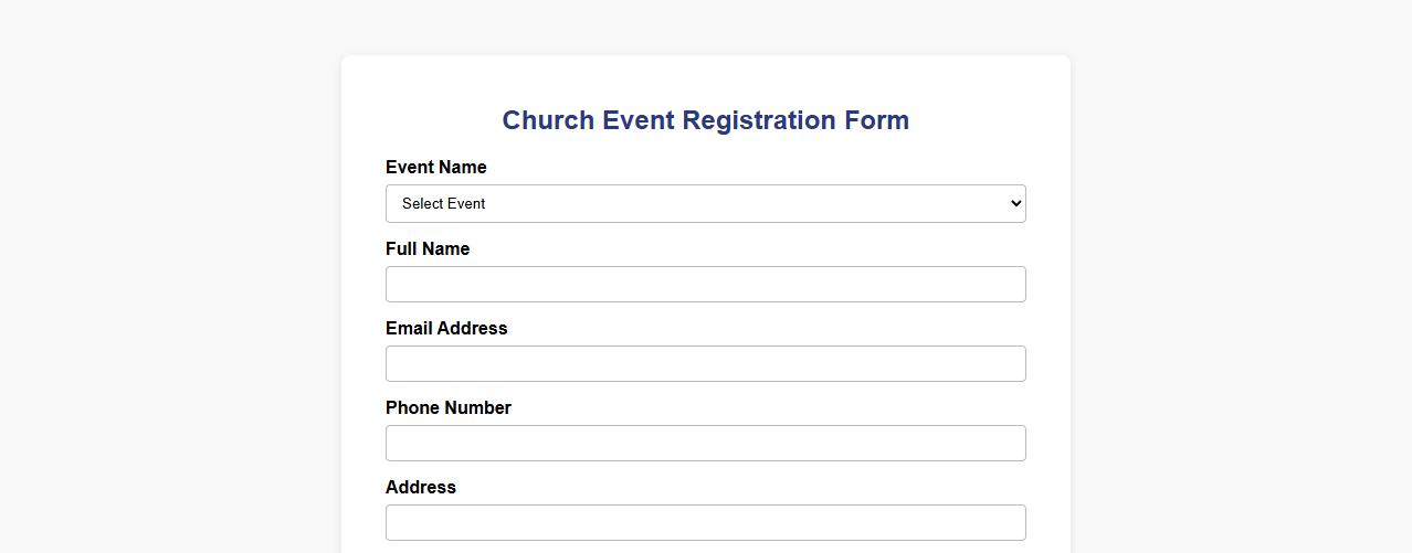 church event registration form sample image preview