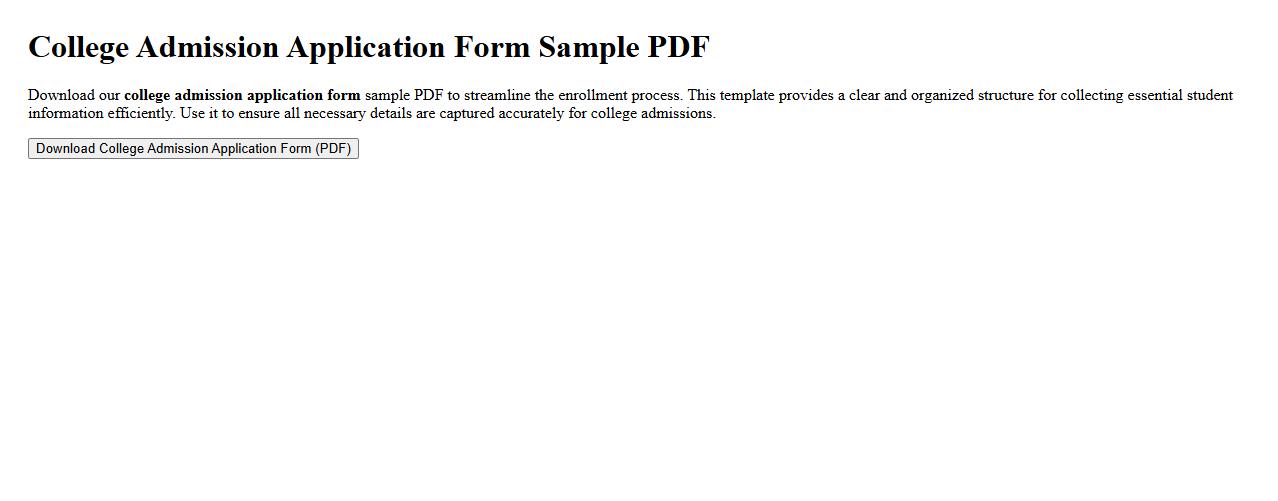 College admission application form sample PDF image preview