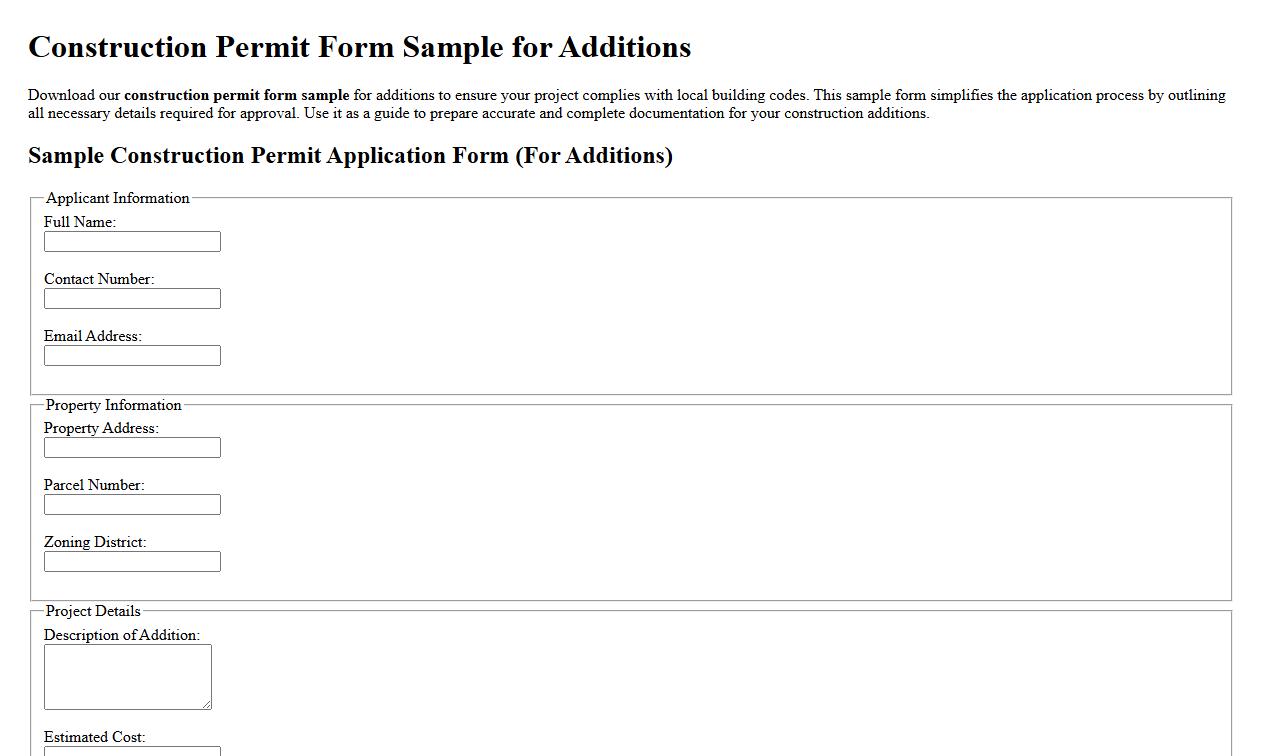 construction permit form sample for additions image preview