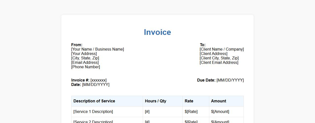 Custom invoice template for freelancers image preview