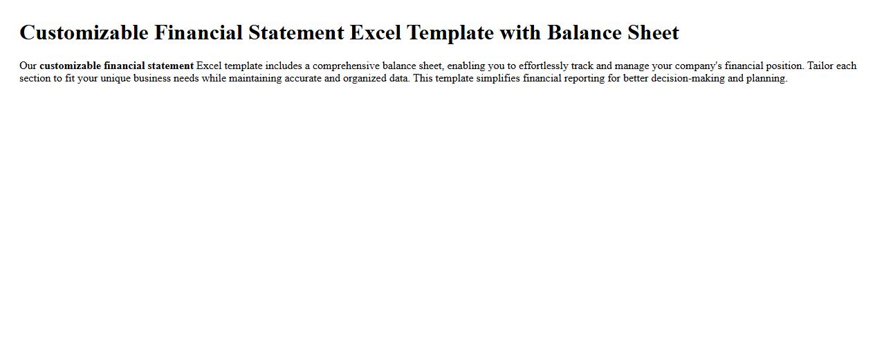 customizable financial statement excel template with balance sheet image preview