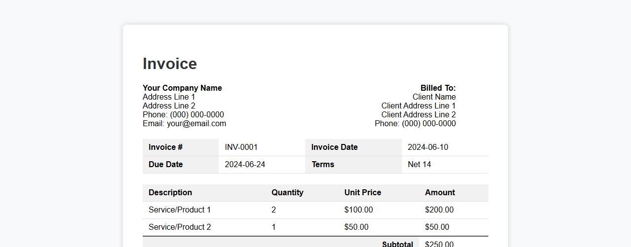customizable small business invoice form template image preview