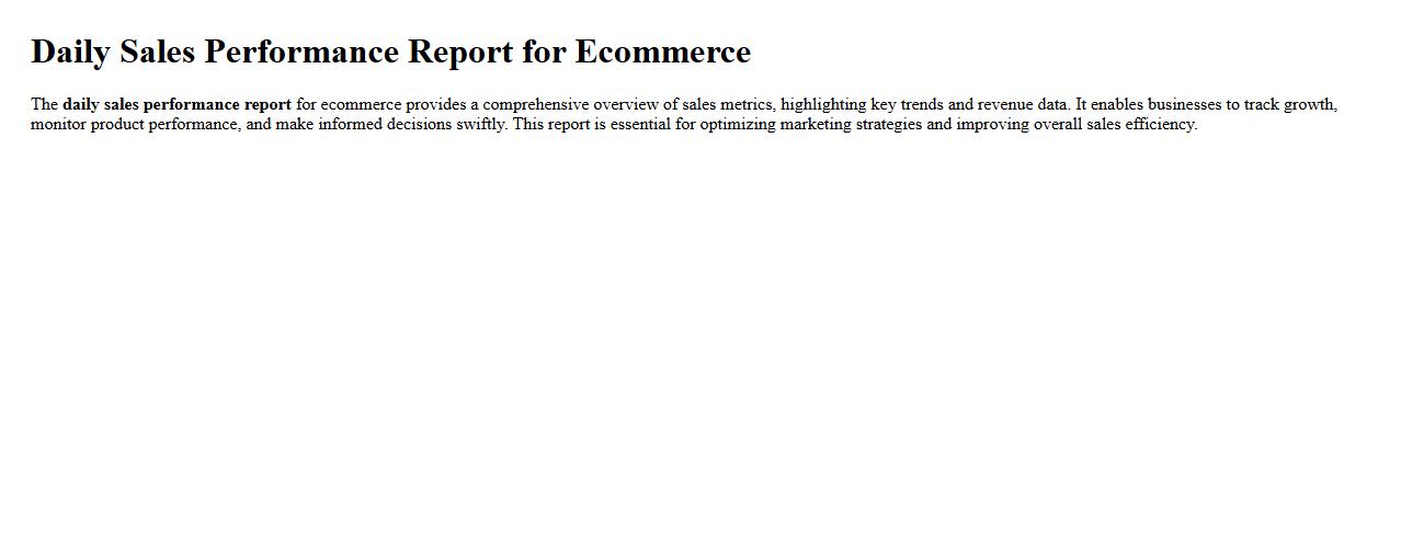 Daily sales performance report for ecommerce image preview