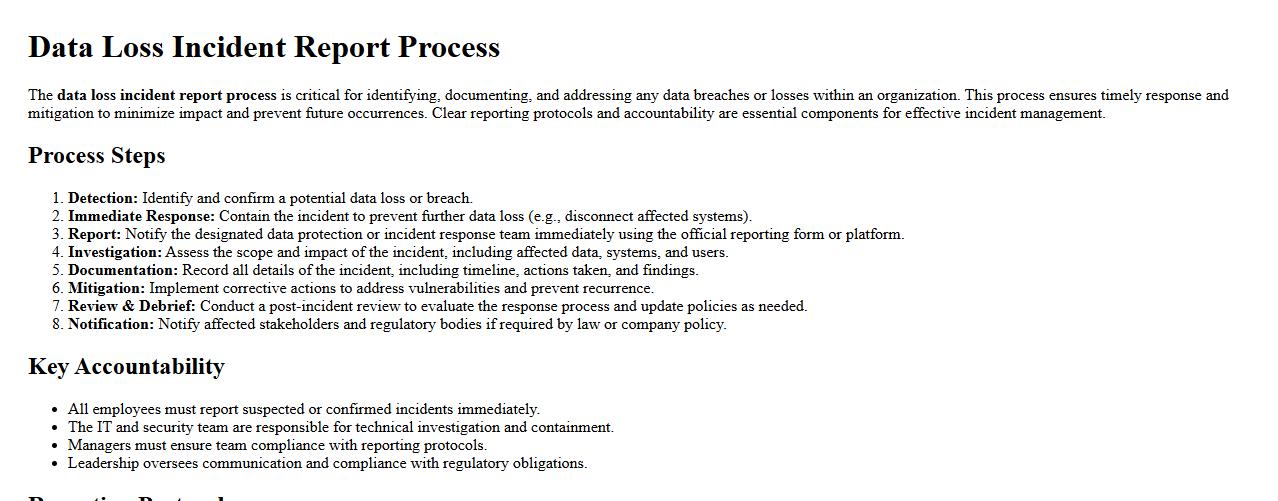 data loss incident report process image preview