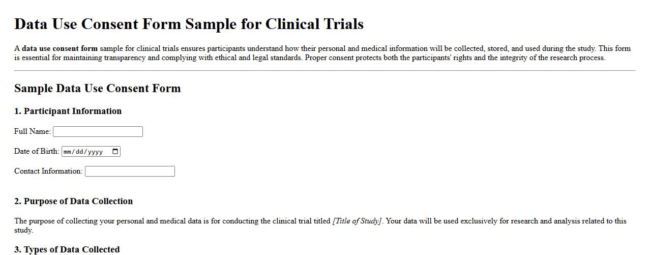 data use consent form sample for clinical trials image preview
