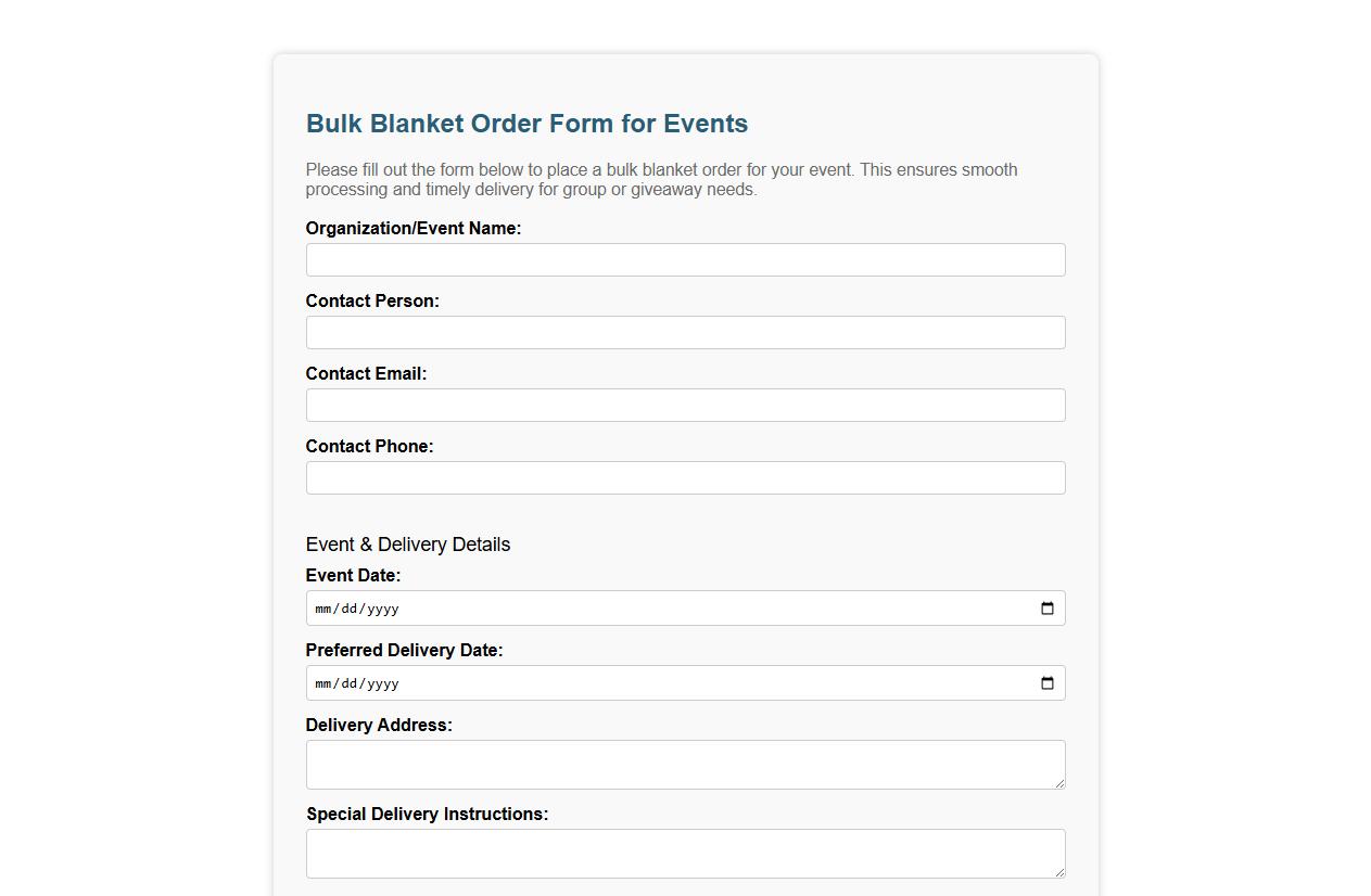 detailed bulk blanket order form sample for events image preview