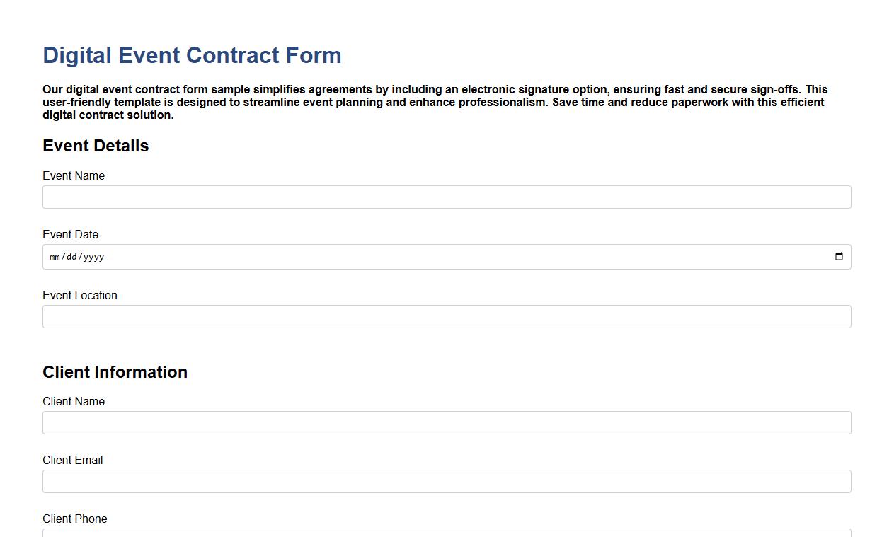 digital event contract form sample with electronic signature option image preview