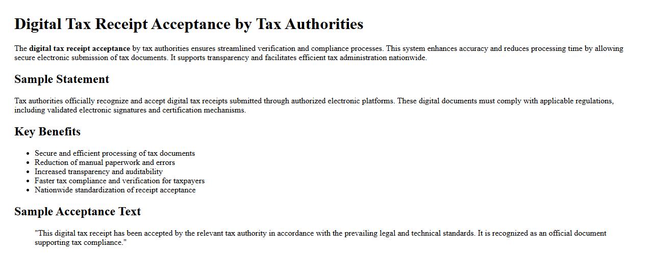 digital tax receipt acceptance by tax authorities image preview