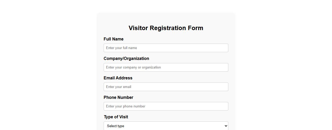 Digital visitor registration form sample template image preview