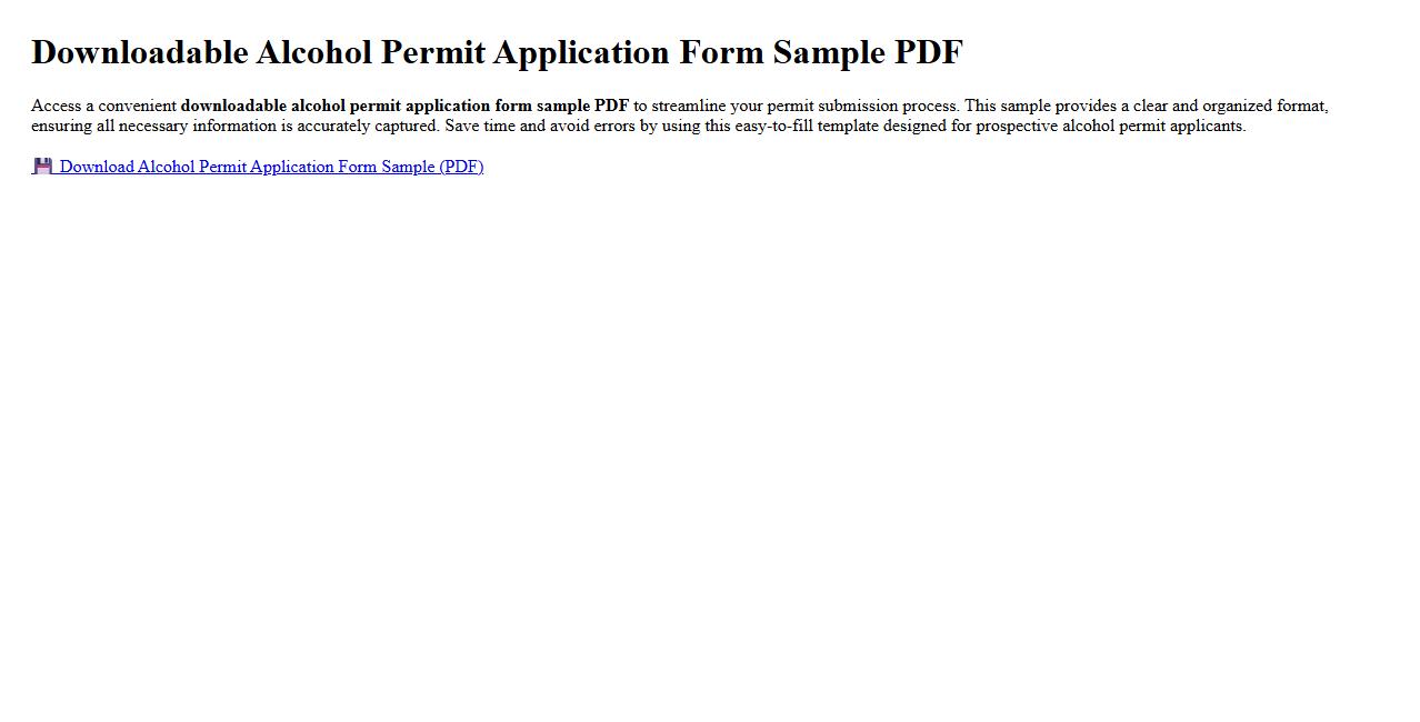 downloadable alcohol permit application form sample PDF image preview