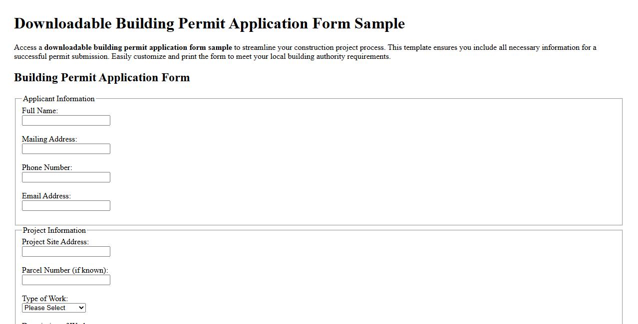 downloadable building permit application form sample image preview
