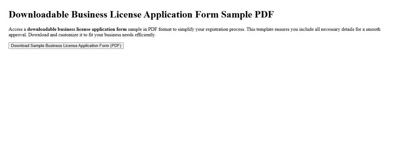 downloadable business license application form sample PDF image preview