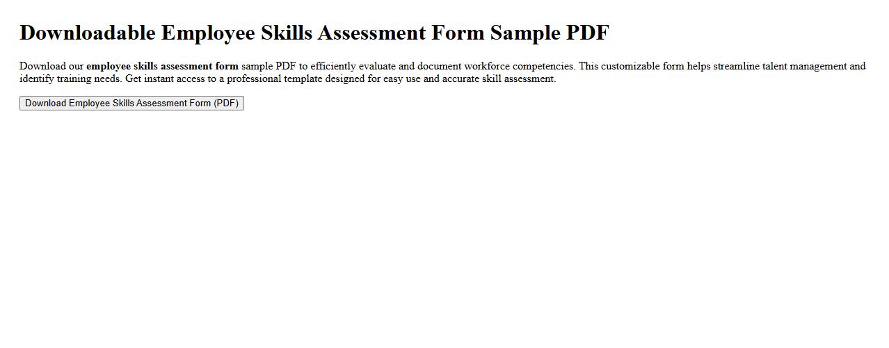downloadable employee skills assessment form sample PDF image preview