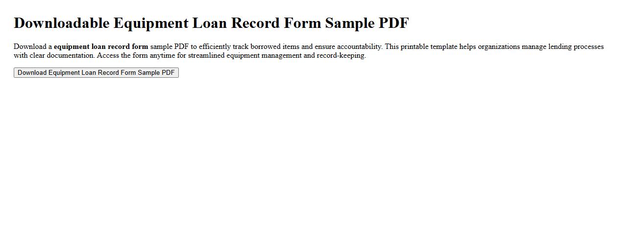 downloadable equipment loan record form sample pdf image preview