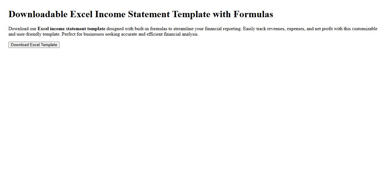 Downloadable Excel income statement template with formulas image preview