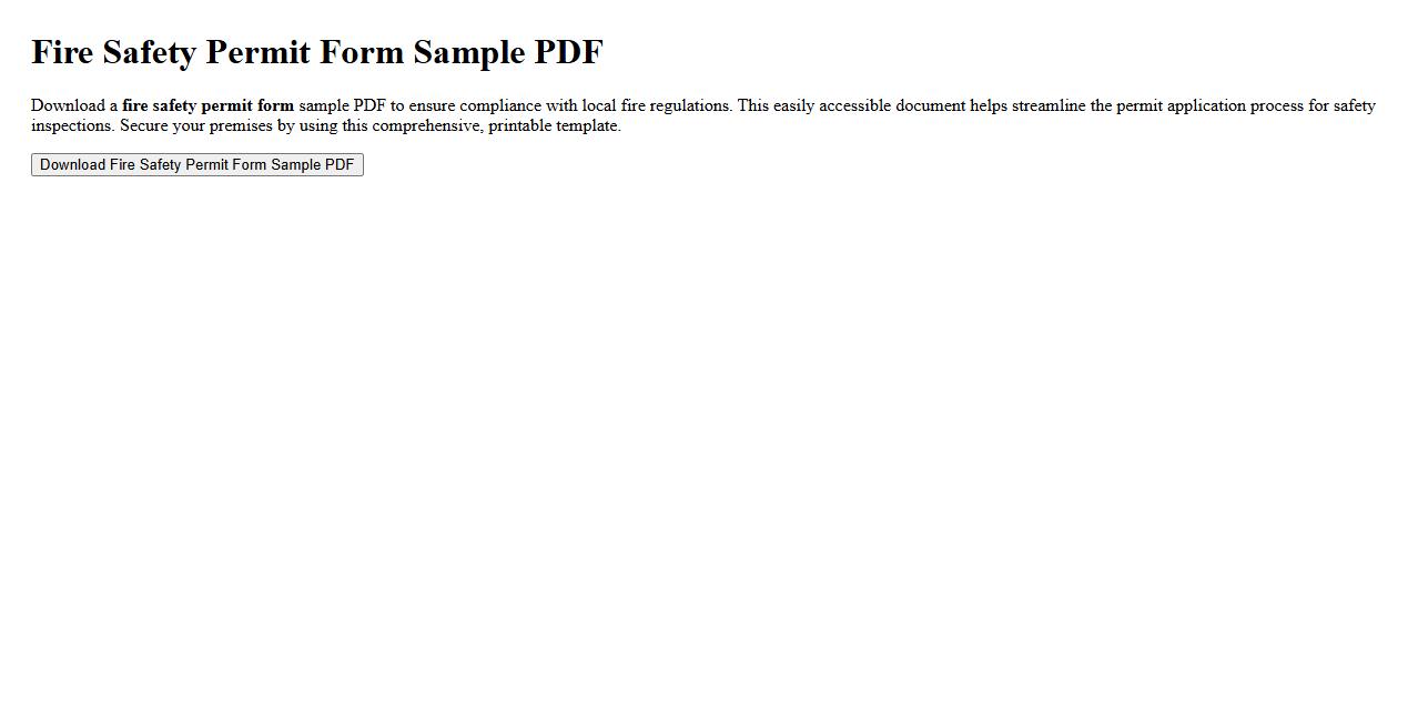downloadable fire safety permit form sample PDF image preview