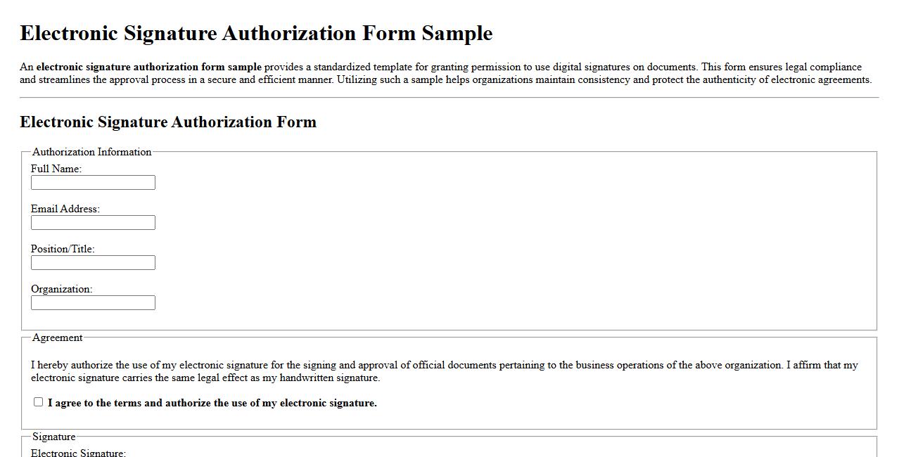 electronic signature authorization form sample image preview