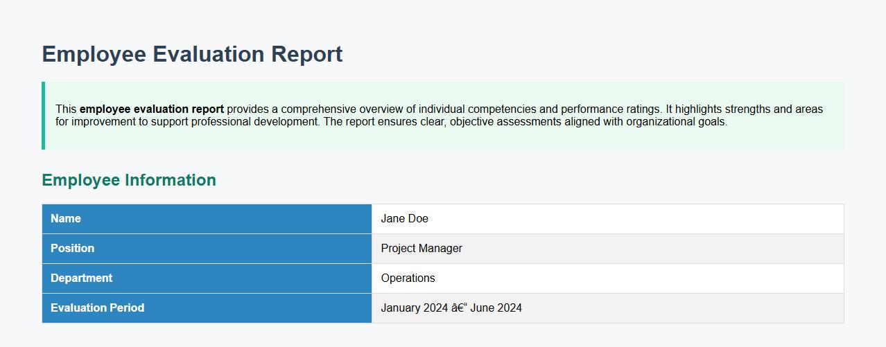 employee evaluation report with competency ratings image preview