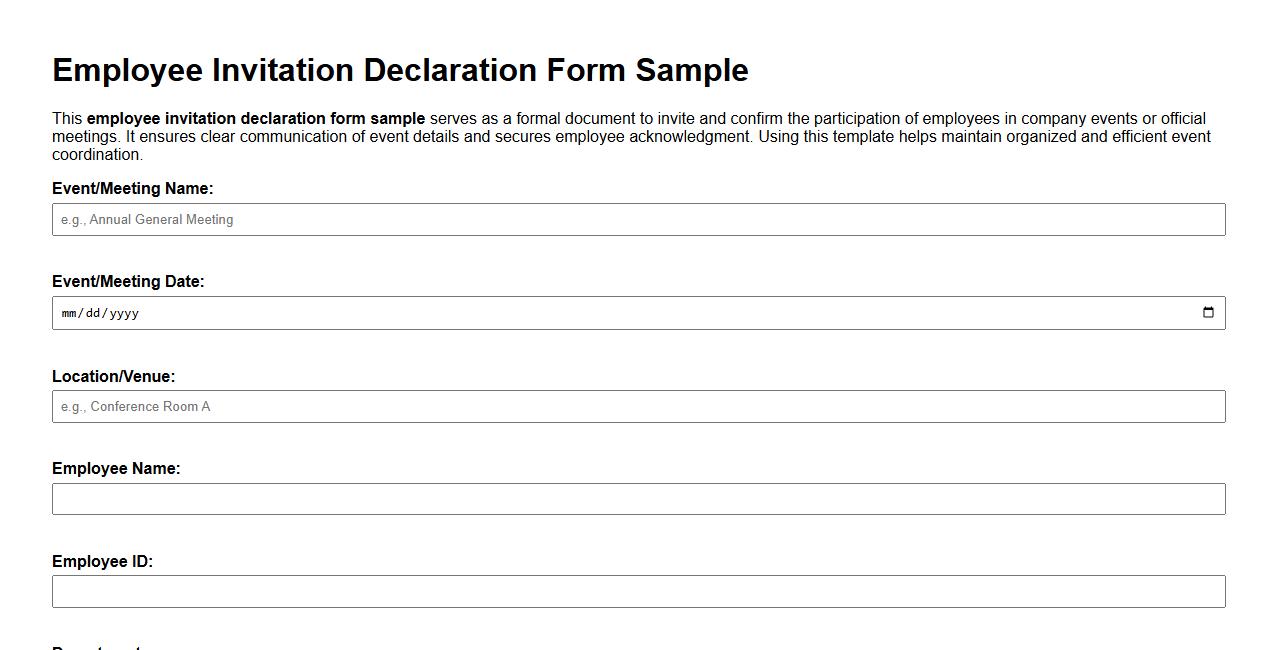 employee invitation declaration form sample image preview