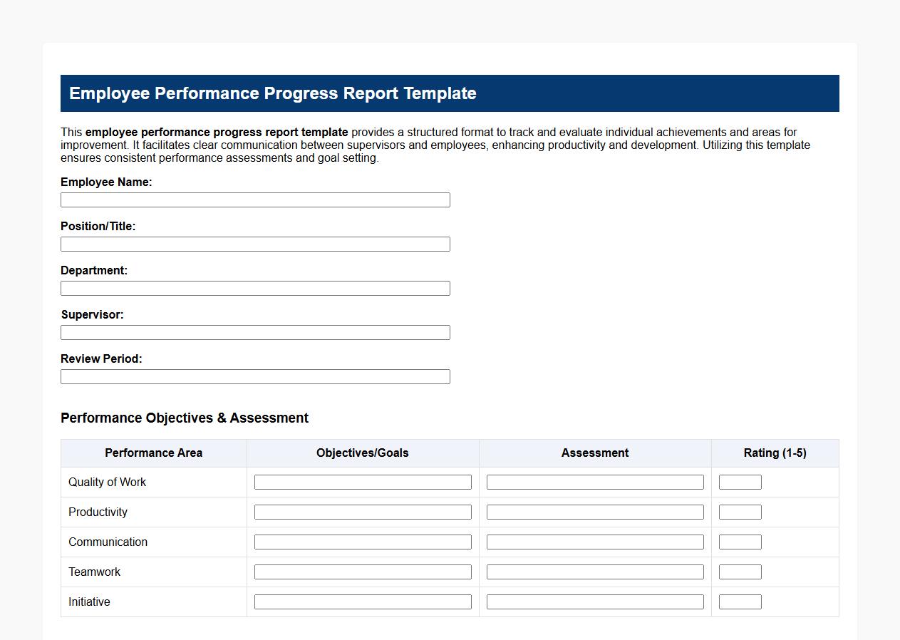 employee performance progress report template image preview