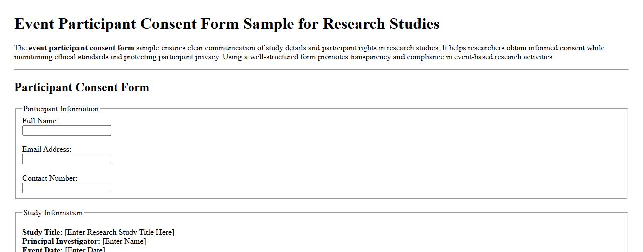 Event participant consent form sample for research studies image preview