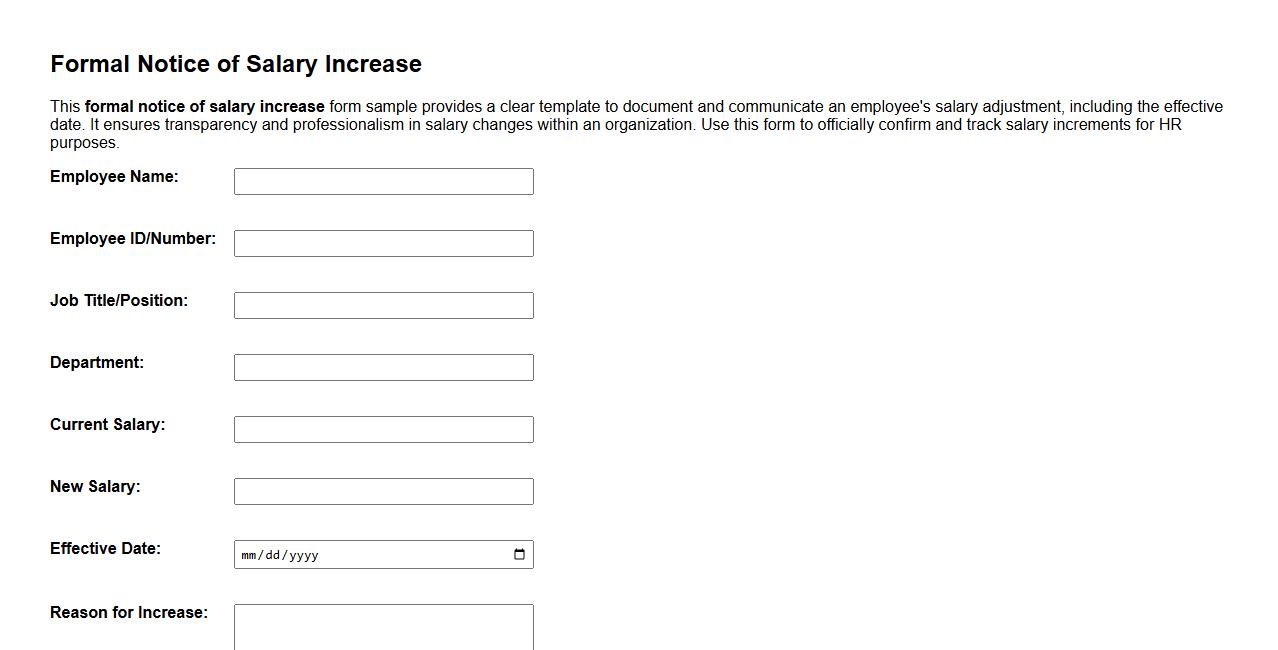 formal notice of salary increase form sample including effective date image preview