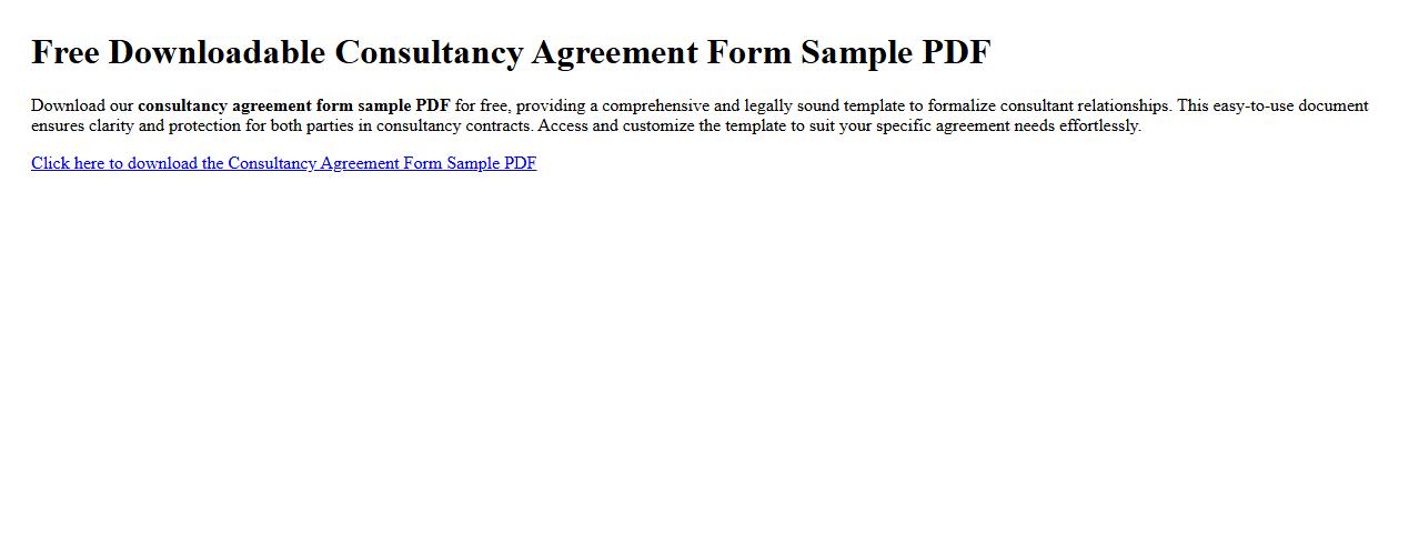 Free downloadable consultancy agreement form sample PDF image preview