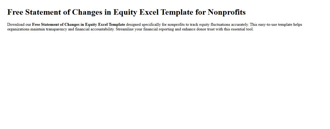 Free Statement of Changes in Equity Excel Template for Nonprofits image preview