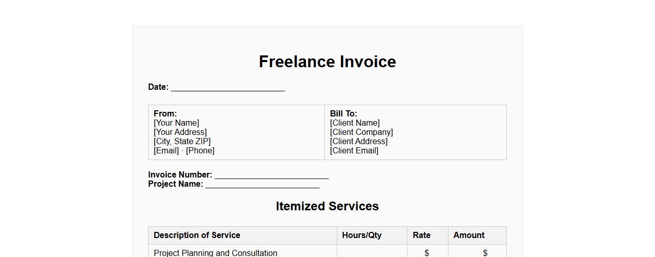 Freelance invoice form sample for project-based work image preview
