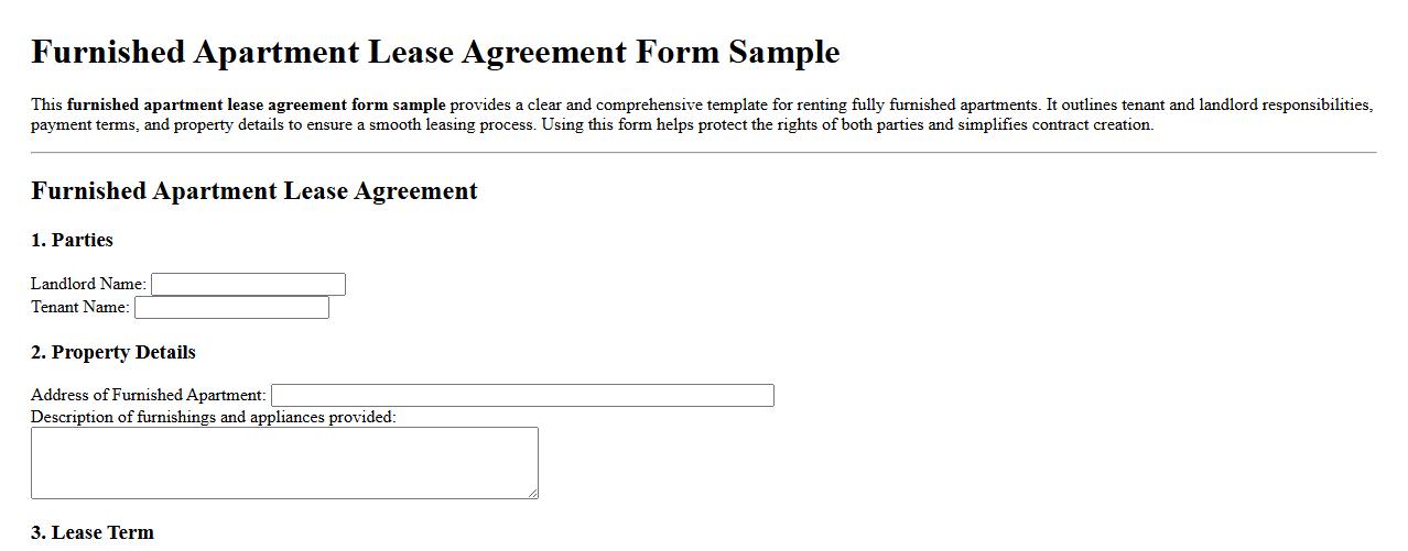 furnished apartment lease agreement form sample image preview