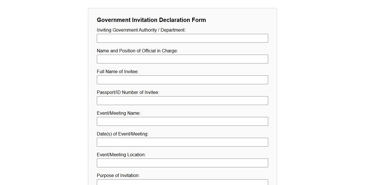 government invitation declaration form sample image preview