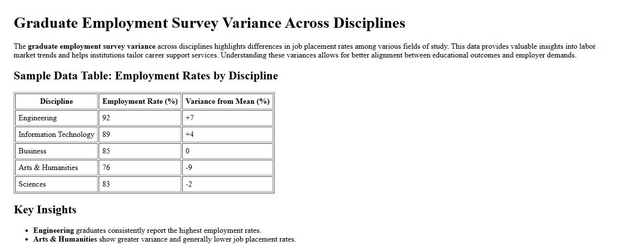 graduate employment survey variance across disciplines image preview